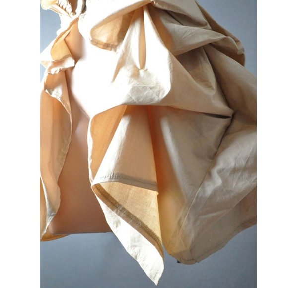 Khaki Beige Steampunk Gothic Tailcoat Evening Ruffle Top Womens Sleeveless Shirt - Picture 6 of 10